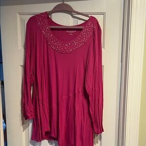Soft Surroundings Pink Embellished Tunic